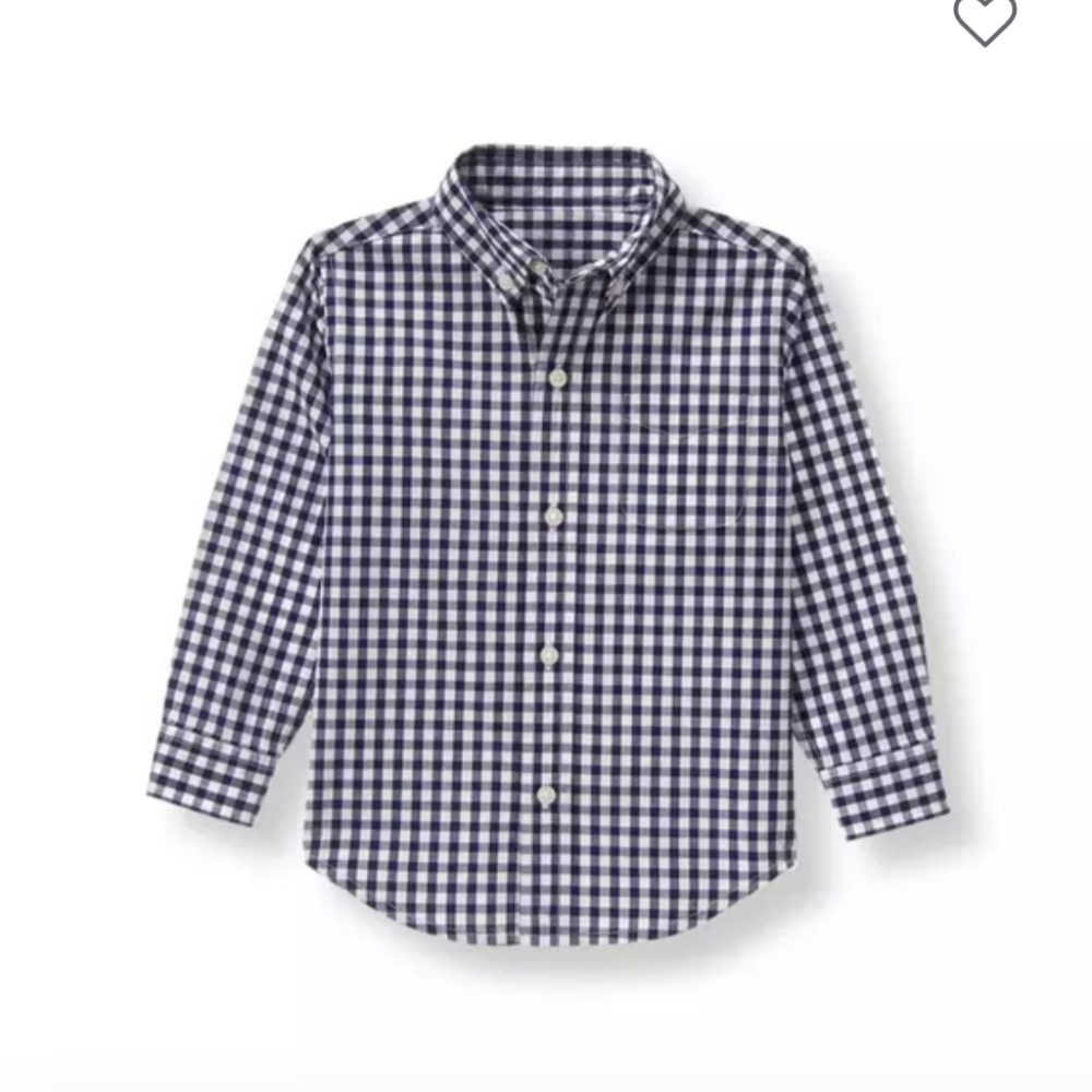 Janie and Jack Navy Gingham Button Down Shirt size 6 Months
